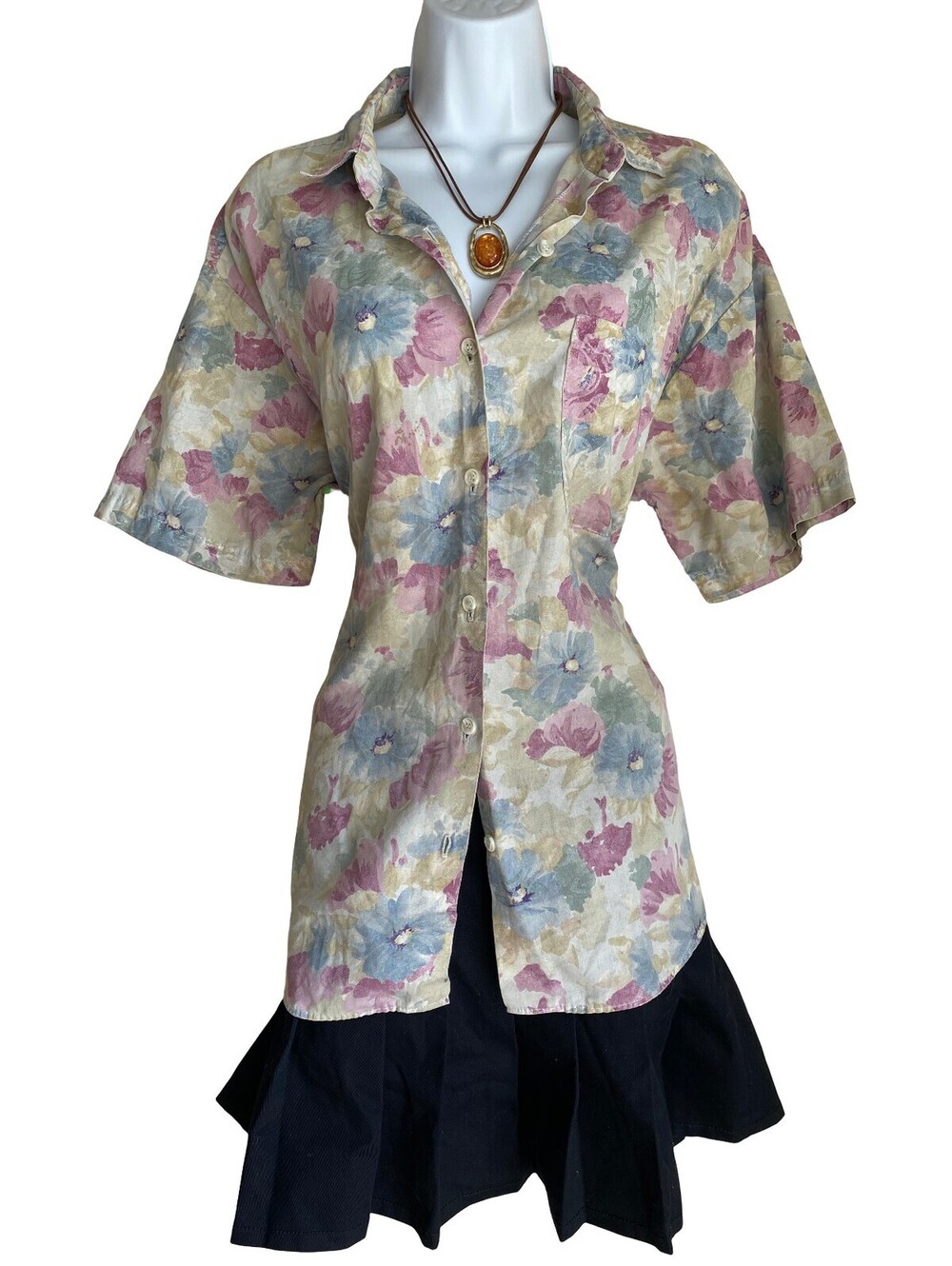 VTG Casey Max Plus 1X Floral Button Up Tunic Blouse Cottagecore Whimsigoth Fall